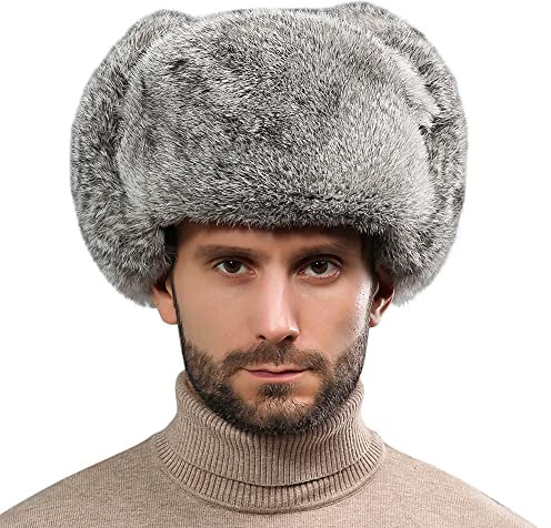 XINCHI Winterhut Herren Fliegermütze Super Dick Wintermütze Kunst Fuchs Pilotenmütze Winddicht Wintermütze Ohrenschützer Russenmütze Weich Fellmütze Flauschige Russische Mütze