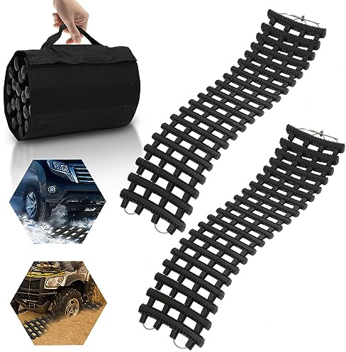 Randaco Traktionshilfe Anfahrhilfe, Auto Anfahrhilfe 100x21cm 2 Stück,mit Aufbewahrungstasche,Traktionsplatten Gleisanlage für Sand Schnee,für PKW LKW Geländefahrzeug