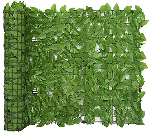 BAZZI 400x100 cm Künstlicher Efeu Sichtschutz Zaun - Balkon-Sichtschutz mit Grünen Blättern, Garten Sichtschutz, Efeu-Blätter-Zaun-Sichtschutz, Sichtschutzwände