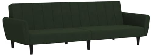 vidaXL Schlafsofa 2-Sitzer, Sofa mit Holzrahmen, Schlafcouch für Wohnzimmer Heimkino Büro, Couch Sofabett Tagesbett Gästebett, Dunkelgrün Samt