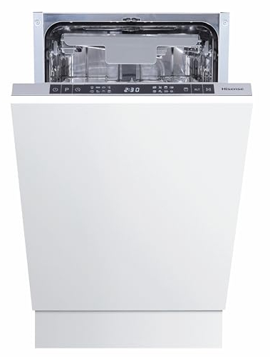 Hisense HV543D10 - Lavavajillas 45Cm, Encastre, Clase D, CAPACIDAD 11, Tecnología Inverter, Apertura Automática de Puerta, 3er Bandeja, Lavado Rápido 30', Integrable