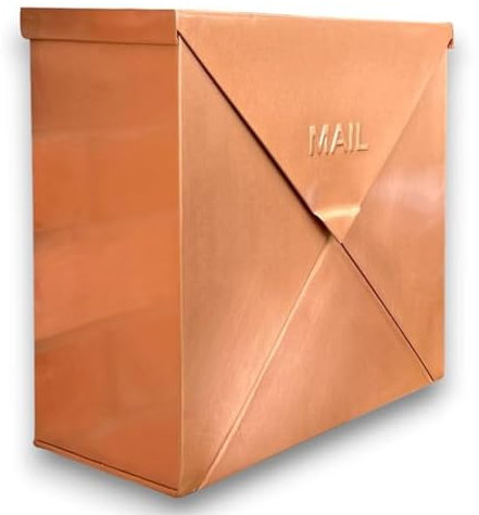 NACH Chicago Kupfer-Briefkasten, extra groß, rostbeständig, große Briefkästen für Außenwandmontage, großer Metallbriefkasten, Wandmontage, Briefkasten mit extra großer Kapazität, 30,5 x 30,5 x 12,2
