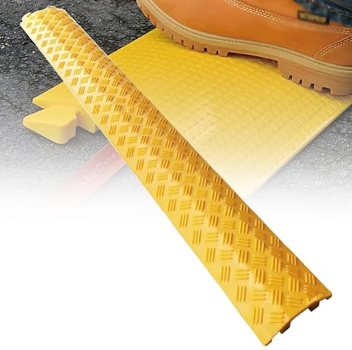 Passacavo a Pavimento per la Protezione elettrici canalina, Canaline Passacavo Carrabili, Canaline Per Cavi Modulare Coperchio di Protezione Cavi, Disegno ad Incastro(Color:Yellow,Size:100x13x2 cm)