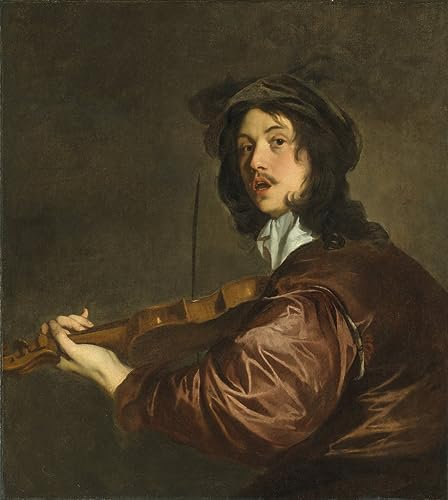 EQVRDCUW Ölgemälde Leinwand Malerei Poster Leinwand Plakat Ein Mann Der Eine Geige Spielt Möglicherweise Ein Porträt Des Künstlers Von Peter Lely Leinwandbilder Bild für Wanddekoration 60x90cm