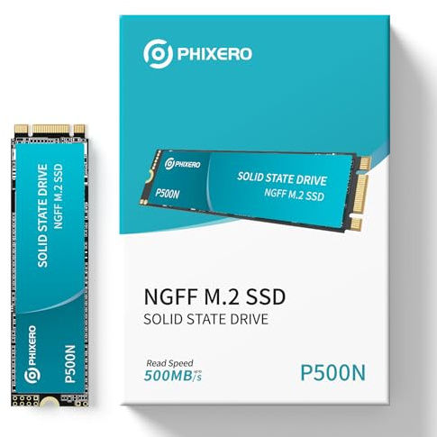 PHIXERO M.2 SATA SSD 2280 2TB, NGFF SATA III Interne SSD Festplatte, bis zu 500MB/s, kompakte Speicherlösung für Laptop, Desktop