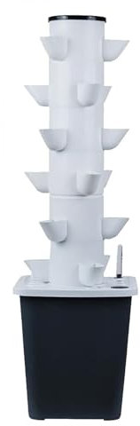 Torre de cultivo hidropónico - Sistema de cultivo hidropónico de 15 torres de cultivo hidropónico, con tanque de agua de 10L, indicador de nivel de agua, for hierbas, frutas y verduras, adaptador