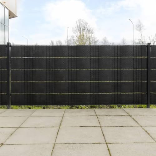 ZEYUAN Balkon-Sichtschutze 5 STK. Schwarz 255x19 cm Poly Rattan, Balkonsichtschutz, Windschutz Balkon, Windschutz Terrasse, Balkonverkleidung, Sichtschutz Garten - 156318