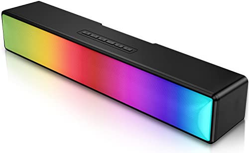 AFK Altavoces para computadora, barra de sonido para computadora con luces RGB, altavoces de PC alimentados por USB con sonido estéreo, Bluetooth 5.1 y entrada auxiliar de 3.5 mm, altavoces para