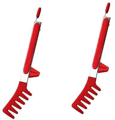 PRETYZOOM 2 Pièces clips de pâtes cuisine accessoires accessoire cuisine pinces cuisine pâtes italiennes pince à spaghetti ergonomique clip alimentaire ménager en acier inoxydable rouge