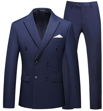 Traje de hombre de dos hileras, Slim Fit, 2 piezas, conjunto de traje elegante para negocios, traje de boda moderno, pantalón de esmoquin, conjunto de moda para el novio, traje ligero, chaqueta de