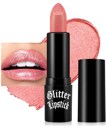 Boobeen Glitter Shine Lipstick for Women with Metallic, Matte Shimmer Lip Balm Sparkling Lip Color Long Lasting Highly Pigmented Gives Metallic Finish Lip Makeup, Non-Stick Cup