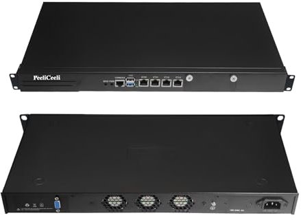 PeeliCeeli 19” Firewall Hardware Octa Core i3 N305, 1U Rackmount Router PC with 4 x i226V 2.5GbE LAN, OPNsense Network Security Appliance with DDR5 32GB RAM 512GB SSD, USB3.0, VGA