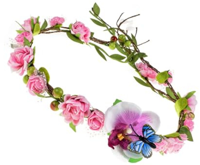 MUSISALY -tête En Rotin Artificiel Avec Fleurs Pour Fête De Mariage Carnaval Mascarade Mariage