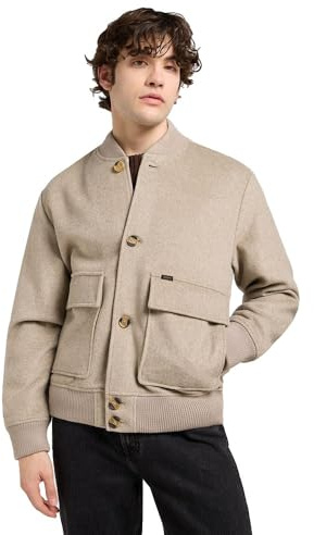 Lee Homme Wool Bomber Jacket Veste, Gris Chiné Chaud, M EU