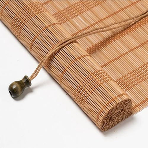 Bambus jalousien innen ohne bohren,bambus rollo aussenbereich 90 100 110 120 150 160cm breit natur,bambus raffrollo weiß,sichtschutz rollo fenster sonnenschutz für Terrasse Balkon(Carbonised B)