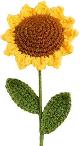 Cosswe Häkelblumen Sonnenblumen Handgemachte Gestrickte Sonnenblumen Gestrickte Künstliche Wollsonnenblumen Kunstpflanze Geschenk für Frauentag Muttertag Hochzeitsstrauß Jahrestag Abschlussfeier