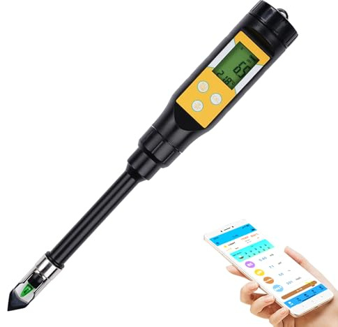 6 In1 Bluetooth Feuchtigkeitsmessgerät pflanzen feuchtigkeitsmesser ph messgerät erde bodentest wert rasen messen messgerät erde pflanzensensor LCD-Display mit Datenspeicher und Alarmfunktion.