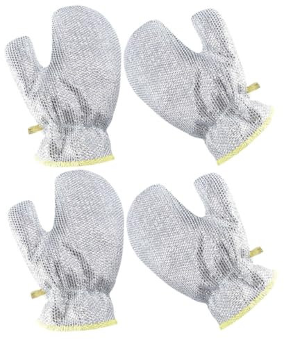 VERDANVERSE 2pairs Steel Wool Kitchen Gloves Heavy-duty Wire Cleaning Gloves for Dishwashing Silver