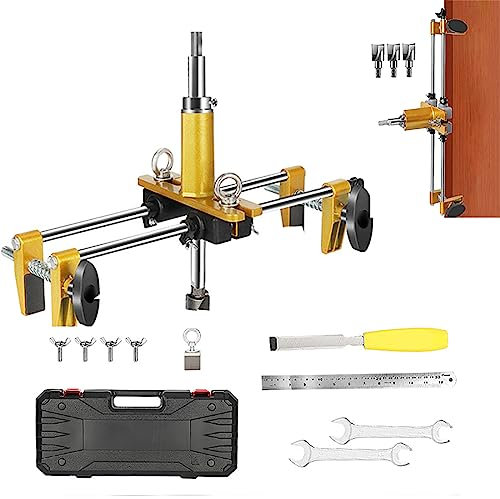 Mortise Lock Jig Tool Kit, Door Lock Hole Opener with 3 Tungsten Steel Cutters & Accessories for Wooden Doors