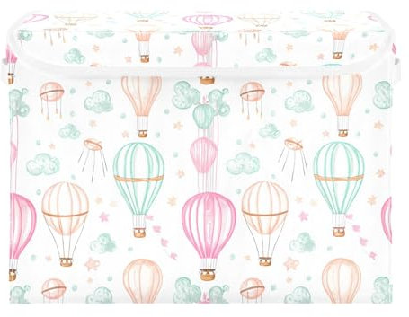 Sevdomey Contenitori per palloncini ad aria calda, con coperchi e maniglia per il trasporto, contenitori pieghevoli per casa, camera da letto, armadio, ufficio, asilo nido