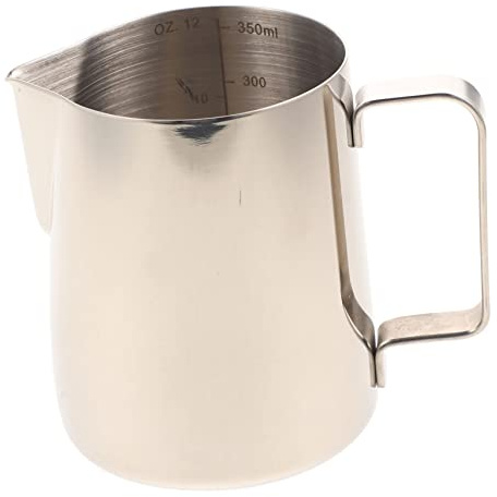BESTYASH Jarra de Leche de Acero Inoxidable Espumar y Latte Art Diseño Ergonómico con Pico Estrecho Capacidad Resistente y Fácil de Limpiar para Café y Cappuccino