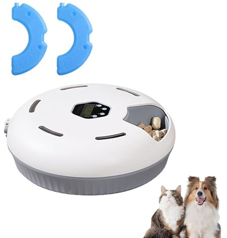 Distributore automatico per gatti – 6 pasti al giorno, conservazione della freschezza con batterie al ghiaccio, facile da pulire, funzionamento a batteria (4 X AA) – per alimenti umidi e secchi
