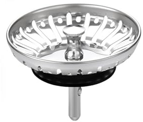Kitchen Sink Plug Replacement, Stainless Steel Strainer, Universal Sink Plug with Drain, Kitchen Food Hair Catcher Filter Stopper, Dishwasher Safe/Single Double Bowl Use, Prevent Clogs/Bad Smells