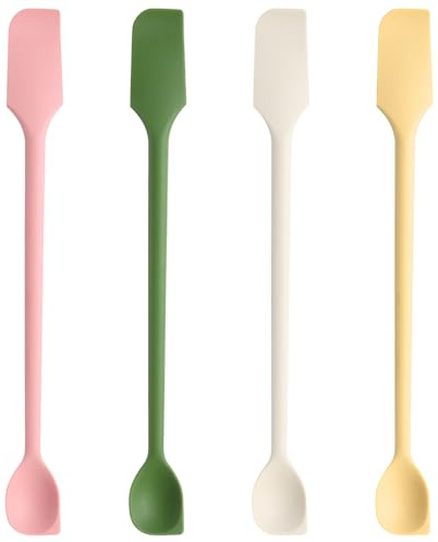 4 Pcs Silicone Spatulas for Cooking Dual-End Small Silicone Spatula for Scooping and Mixing Thin Mini Spatulas for Kitchen Use