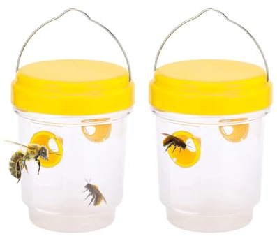 Hitopin Trappola per vespe insetti, trappola per calabrone asiatico, Trappola viva ecologica da appendere, Trappol Calabroni Bottiglia Da Appendere, per giardino balcone esterno(2*Giallo)