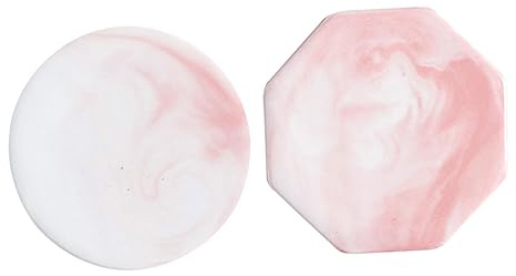 Keramik Siegelwachs Platte 2 Stück mit Marmoroptik Rosa | Hitzebeständige Wachssiegel Platte, Stein Untersetzer für Tasse oder Becher, Wachsplatte Marmor