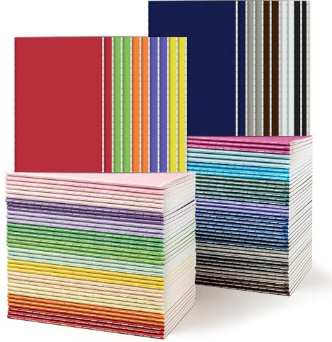 Kaxtde 100 Stück A6-Notizbücher, liniert, 24 Blatt, 10 Farben, 9 x 14 cm