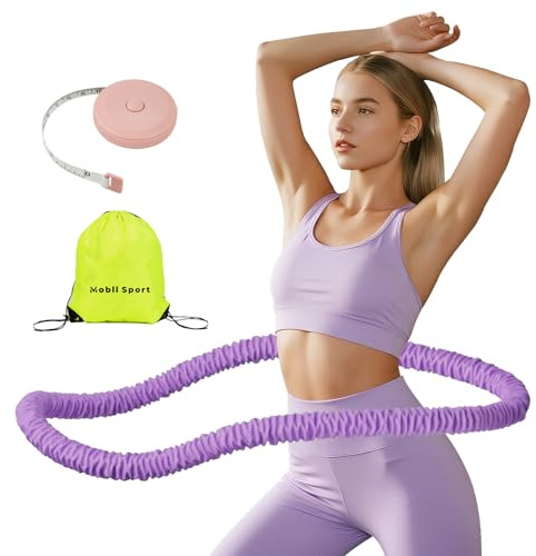 mobllsport Upgraded Weighted Hoop for Adults - 3.3lb Soft Spring Fitness Hoop for Weight Loss - Foldable Exercise Hoop for Beginners & Home Travel Use