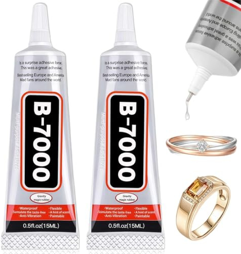 2PCS B-7000 Super Adhesive Glue, B-7000 Jewelry Glue for Metal and Stone, Multi-Functional Clear Glues for Crafts, Fabric, Phone, Glass, Wood, Metal Repair （15ML)