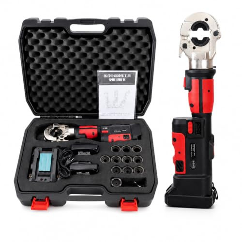 Pince à sertir hydraulique électrique | Pince à sertir de 16 à 300 mm² | Pince à sertir professionnelle pour cosses de fil avec jeu de matrices