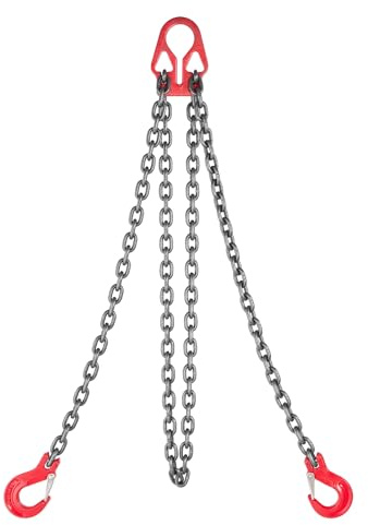 VEVOR Élingue Chaîne de Levage à 2 Brins avec Crochets, 8 mm x 3 m, Capacité Charge 3,17 t, Chaîne de Levage Robuste Acier Allié G80, pour Chantier de Construction, Usines, Entrepôts, Quais, Ferme