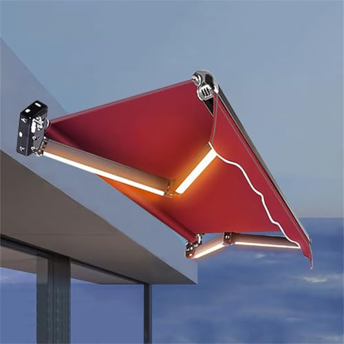 Tenda da sole elettrica retrattile con luci LED, parasole per esterni, protezione UV, baldacchino impermeabile per porte e finestre, ideale per terrazze e balconi