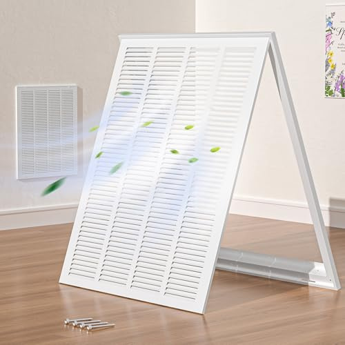 Fits 20x25 Duct Opening, Hon Guan Steel Return Air Grille with Removable Door, HVAC Vent Cover Grill for Home Ceiling or Wall, Compatible with 1 Inch Filters, External Dimensions: 22.4W X 27.8H