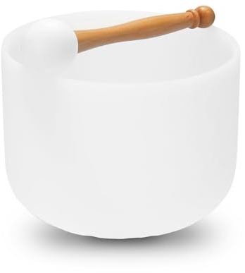 Jeffergarden Cuenco Tibetano de Cristal de Cuarzo Esmerilado de 440 HZ, Instrumento de Curación de Sonido, Increíble Calidad de Sonido, Herramienta de Meditación para Relajación, 8 Pulgadas de (Nota