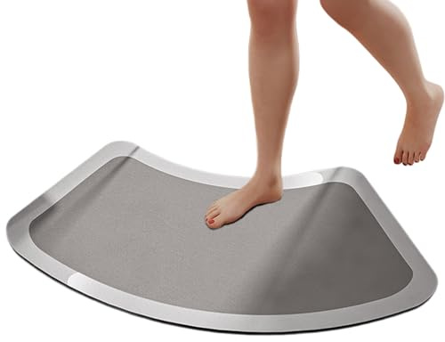 Tappetino da bagno in pietra diatomite, tappetino da bagno curvo assorbente da 18x35 pollici, ad asciugatura rapida, tappeto da doccia curvo antiscivolo per il