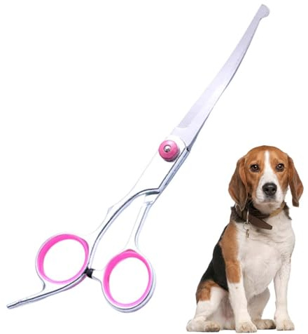 GNALIA Ciseaux Toilettage Chien 1 Pièce, Ciseaux Courbés Pointe Ronde Roses En Acier Inoxydable Pour Chien Et Chat