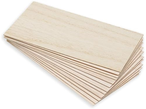 Wood Sheets 12 Pcs – Thin Wood Sheets 200x100x1mm, Unfinished Plywood Sheets for DIY Crafts, Model Making, Painting & Engraving