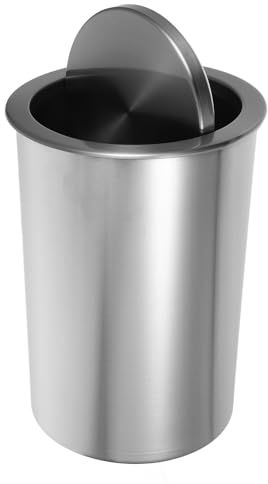 ELAYARD Cubo Basura Cocina de Acero Inoxidable con Tapa Diseño Integrado y Compacto Papelera Redonda para Compartimentos Práctico y Elegante para Cocina