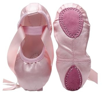 Ballerina for Girls Ballerine professionella dansskor i satin rosa för kvinnor nakna för dans, Naken, 35.5 EU