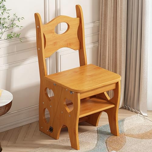 Sedia a scaletta in legno a 4 gradini, pieghevole, a doppio uso, per biblioteca, cucina, ufficio