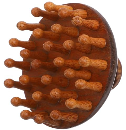 HOMOCONO Kopfhautmassagekamm Holz 28 Zähne Breitzinkig Ergonomischer Kamm für Reisekamm und Ganzkörpermassage