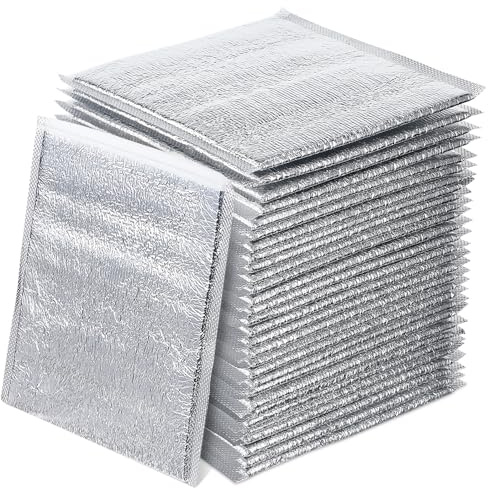 BESPORTBLE Sacchetti Isolanti Termici in Alluminio 50 Pezzi, Buste Refrigeranti Usa e Getta 20x20 Cm Spessore 3mm, Borse Termiche per Alimenti da Asporto, Picnic e Campeggio, Protezione