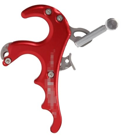Compoundbåge, Utlösningshjälpmedel för Bågskytte, 4-fingers Utlösare, Tillbehör för Utomhusskytte med Compoundbåge(Red)