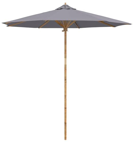 Vopese Garden Parasol Dark Grey Ø 240 x 260 cm Bamboo For outdoor, terrace, and garden shading purposes ZSSCJ-UK4108087UK