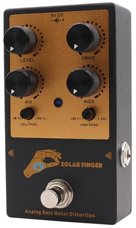 Dilwe Baseffektpedal, Dubbelfilter Lågpass 50-500Hz Högpass 100Hz-1kHz Tonformning, JFET CMOS Hybrid Gain Low Noise Distortion, med Aktiv 500Hz 12dB Mellanregisterknapp, för Basgitarr,