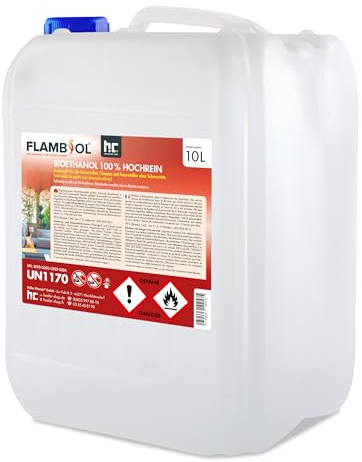 Höfer Chemie 10 L FLAMBIOL® Bioethanol 100% Hochrein für Ethanol Kamin, Ethanol Feuerstelle, Tischfeuer und Bioethanol Kamin